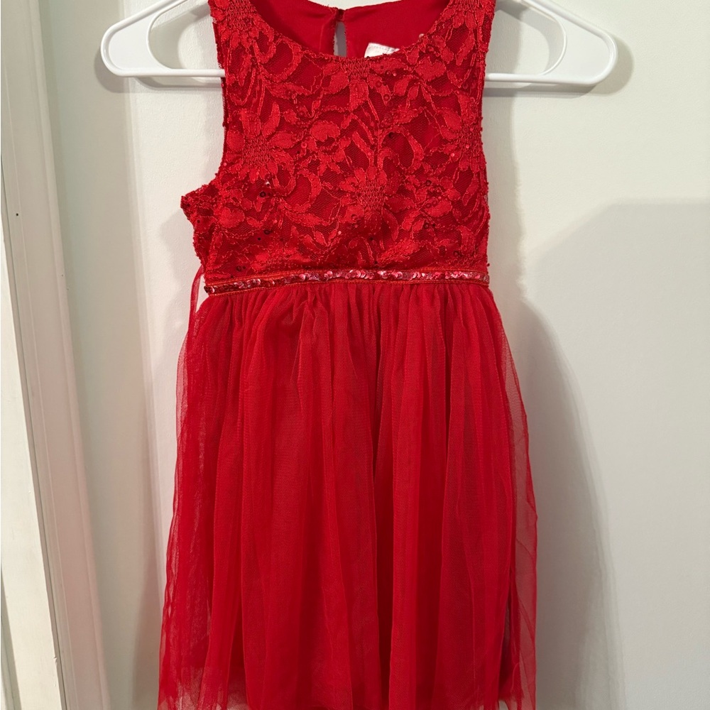 Elegant Red Lace Kids Dress